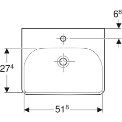 Geberit Smyle Square lavabo: B=55cm, T=44cm, Batarya deliği=Orta, Taşma deliği=Görünür, Beyaz - 3