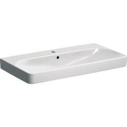 Geberit Smyle Square lavabo: B=90cm, T=48cm, Batarya deliği=Orta, Taşma deliği=Görünür, Beyaz - 1