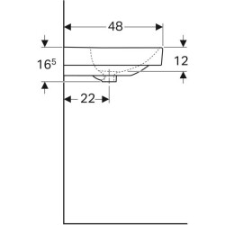 Geberit Smyle Square lavabo: B=90cm, T=48cm, Batarya deliği=Yok, Taşma deliği=Görünür, Beyaz - 4