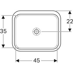 Geberit VariForm dikdörtgen tezgah altı lavabo: B1=45cm, T=44cm, Batarya deliği=Yok, Taşma deliği=Yok, Beyaz - 3