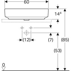 Geberit VariForm eliptik lavabo, batarya banklı: B=60cm, T=45cm, Batarya deliği=Orta, Taşma deliği=Görünür, Beyaz - 4