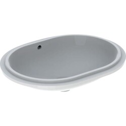 Geberit VariForm eliptik tezgah altı lavabo: T=49cm, Batarya deliği=Yok, Taşma deliği=Görünür, Beyaz - 1