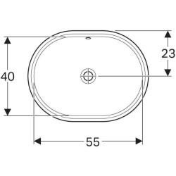 Geberit VariForm eliptik tezgah altı lavabo: T=49cm, Batarya deliği=Yok, Taşma deliği=Görünür, Beyaz - 3