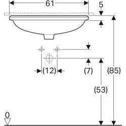 Geberit VariForm eliptik tezgah altı lavabo: T=49cm, Batarya deliği=Yok, Taşma deliği=Görünür, Beyaz - 4