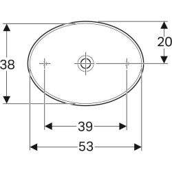 Geberit VariForm oval çanak lavabo: B=55cm, T=40cm, Batarya deliği=Yok, Taşma deliği=Yok, Beyaz - 3