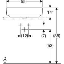 Geberit VariForm oval çanak lavabo: B=55cm, T=40cm, Batarya deliği=Yok, Taşma deliği=Yok, Beyaz - 4