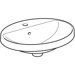 Geberit VariForm oval çanak lavabo, batarya banklı: B=50cm, T=45cm, Batarya deliği=Orta, Taşma deliği=Görünür, Beyaz - 2