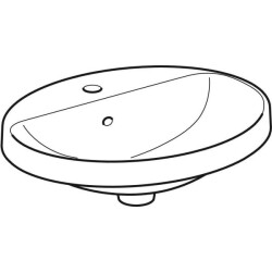 Geberit VariForm oval çanak lavabo, batarya banklı: B=55cm, T=45cm, Batarya deliği=Orta, Taşma deliği=Görünür, Beyaz - 2