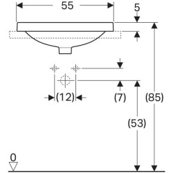 Geberit VariForm oval çanak lavabo, batarya banklı: B=55cm, T=45cm, Batarya deliği=Orta, Taşma deliği=Görünür, Beyaz - 4