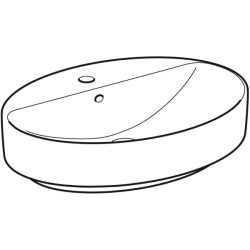 Geberit VariForm oval çanak lavabo, batarya banklı: B=60cm, T=45cm, Batarya deliği=Orta, Taşma deliği=Görünür, Beyaz - 2