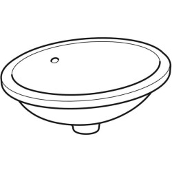 Geberit VariForm oval tezgah altı lavabo: B1=42cm, T=42cm, Batarya deliği=Yok, Taşma deliği=Görünür, Beyaz - 2