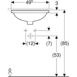 Geberit VariForm oval tezgah altı lavabo: B1=42cm, T=42cm, Batarya deliği=Yok, Taşma deliği=Yok, Beyaz - 4