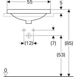 Geberit VariForm oval tezgah üstü lavabo: B=55cm, T=40cm, Batarya deliği=Yok, Taşma deliği=Görünür, Beyaz - 4