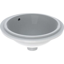 Geberit VariForm yuvarlak tezgah altı lavabo: T=42cm, Batarya deliği=Yok, Taşma deliği=Görünür, Beyaz - 1