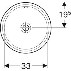 Geberit VariForm yuvarlak tezgah altı lavabo: T=42cm, Batarya deliği=Yok, Taşma deliği=Görünür, Beyaz - 3