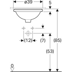 Geberit VariForm yuvarlak tezgah altı lavabo: T=42cm, Batarya deliği=Yok, Taşma deliği=Görünür, Beyaz - 4