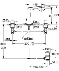 Grohe Allure Brilliant Private Collection 3 Delikli Lavabo Bataryası L-Boyut - 20668000 - 3