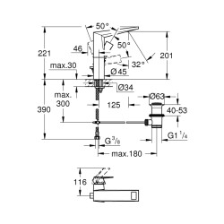 Grohe Allure Brilliant Tek Kumandalı Lavabo Bataryası 1/2' L-Boyut - 23109000 - 2