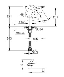 Grohe Allure Brilliant Tek Kumandalı Lavabo Bataryası 1/2' L-Boyut - 24345AL0 - 4