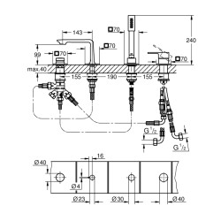 Grohe Allure Dört Delikli Küvet Bataryası - 19316001 - 2