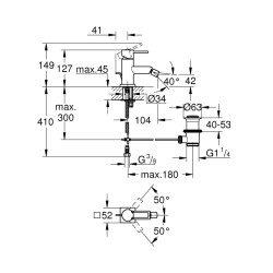 Grohe Allure Tek Kumandalı Bide Bataryası 1/2' M-Boyut - 32147000 - 2