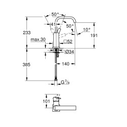 Grohe Allure Tek Kumandalı Lavabo Bataryası 1/2' L-Boyut - 23076000 - 2