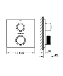 Grohe Allure Tek Valfli Akış Kontrollü, Ankastre Termostatik Duş Bataryası - 19380DL2 - 4