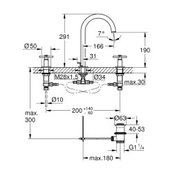 Grohe Atrio 3 Delikli Lavabo Bataryası 1/2' M-Boyut - 20008003 - 2