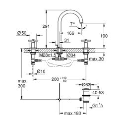 Grohe Atrio 3 Delikli Lavabo Bataryası 1/2' M-Boyut - 20008Da3 - 2
