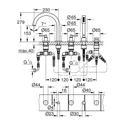 Grohe Atrio 5 Delikli Küvet Bataryası - 19922003 - 2