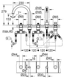 Grohe Atrio Private Collection 5 Delikli Küvet Bataryası - 25224000 - 4