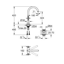 Grohe Atrio Tek Delikli Lavabo Bataryası 1/2' Xl-Boyut - 21044Al3 - 2