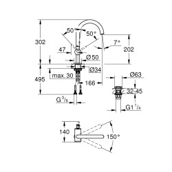 Grohe Atrio Tek Kumandalı Lavabo Bataryası 1/2' L-Boyut - 32042Da3 - 2