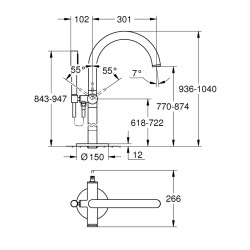 Grohe Atrio Tek Kumandalı Yerden Küvet Bataryası - 32653Al3 - 2