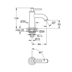 Grohe Atrio Tek Su Girişli Batarya 1/2' Xs-Boyut - 20021003 - 2