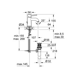 Grohe Bauclassic Tek Kumandalı Lavabo Bataryası - 32862000 - 2