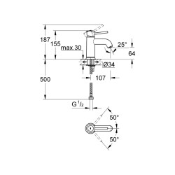 Grohe Bauclassic Tek Kumandalı Lavabo Bataryası - 32863000 - 2