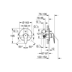 Grohe Bauedge Tek Kumandalı Banyo Bataryası - 29079001 - 2