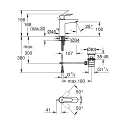 Grohe Bauedge Tek Kumandalı Lavabo Bataryası M-Boyut - 23758000 - 2