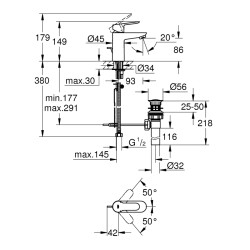 Grohe Bauedge Tek Kumandalı Lavabo Bataryası S-Boyut - 32819000 - 2