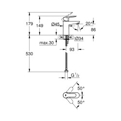 Grohe Bauedge Tek Kumandalı Lavabo Bataryası S-Boyut - 32858000 - 2