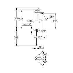 Grohe Bauedge Tek Kumandalı Lavabo Bataryası Xl-Boyut - 23761000 - 2