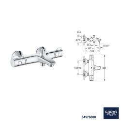 Grohe BauEdge Termostatik Banyo Bataryası Seti 24 - 2