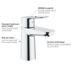 Grohe Bauloop Tek Kumandalı Lavabo Bataryası S-Boyut - 23335000 - 3