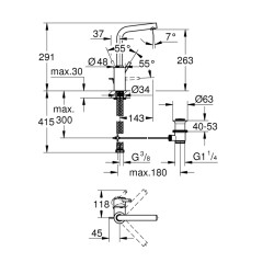 Grohe Concetto Tek Kumandalı Lavabo Bataryası 1/2' L-Boyut - 23739002 - 2