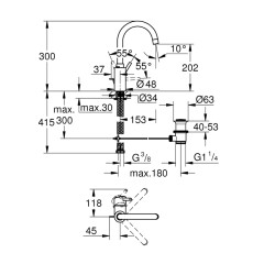 Grohe Concetto Tek Kumandalı Lavabo Bataryası 1/2' L-Boyut - 32629002 - 2