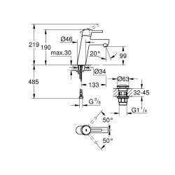 Grohe Concetto Tek Kumandalı Lavabo Bataryası M-Boyut - 23932001 - 2