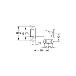 Grohe Duvar Bağlantısı, 1 1/4' - 12444000 - 2