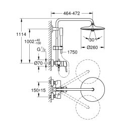 Grohe Duvara Monte Tek Kumandalı Bataryalı Duş Sistemi - 23061003 - 2