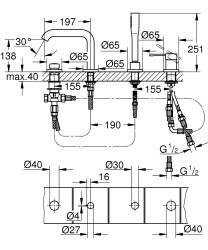 Grohe Essence Dört Delikli Küvet Bataryası - 25251A01 - 4